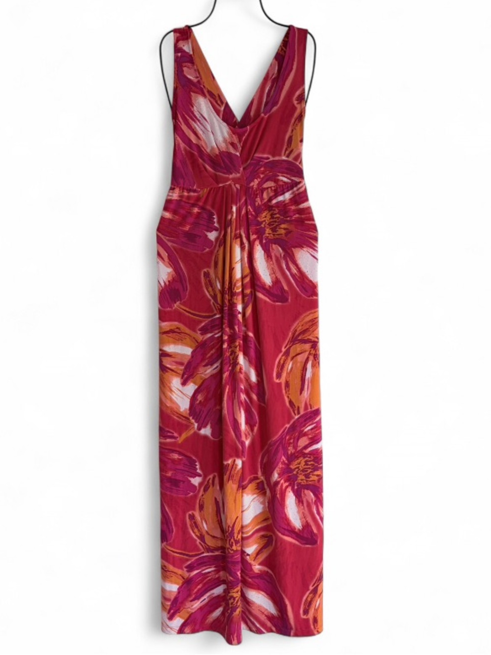 Liz Lange Maternity Orange Floral Knit Sleeveless Maxi Dress Size L